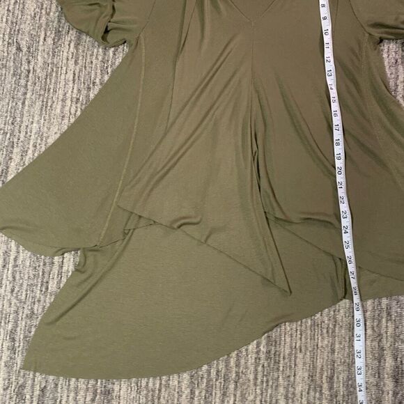 Free People Womens XS Uptown Turtleneck Top Olive Green Ribbed Stretchy Knit - Picture 5 of 7